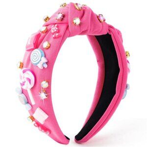 Jeweled Knotted Headband Pink Sweet